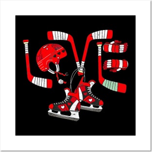 Ice Hockey Heart Valentines Day Love Gifts Boys Girls Goalie Posters and Art